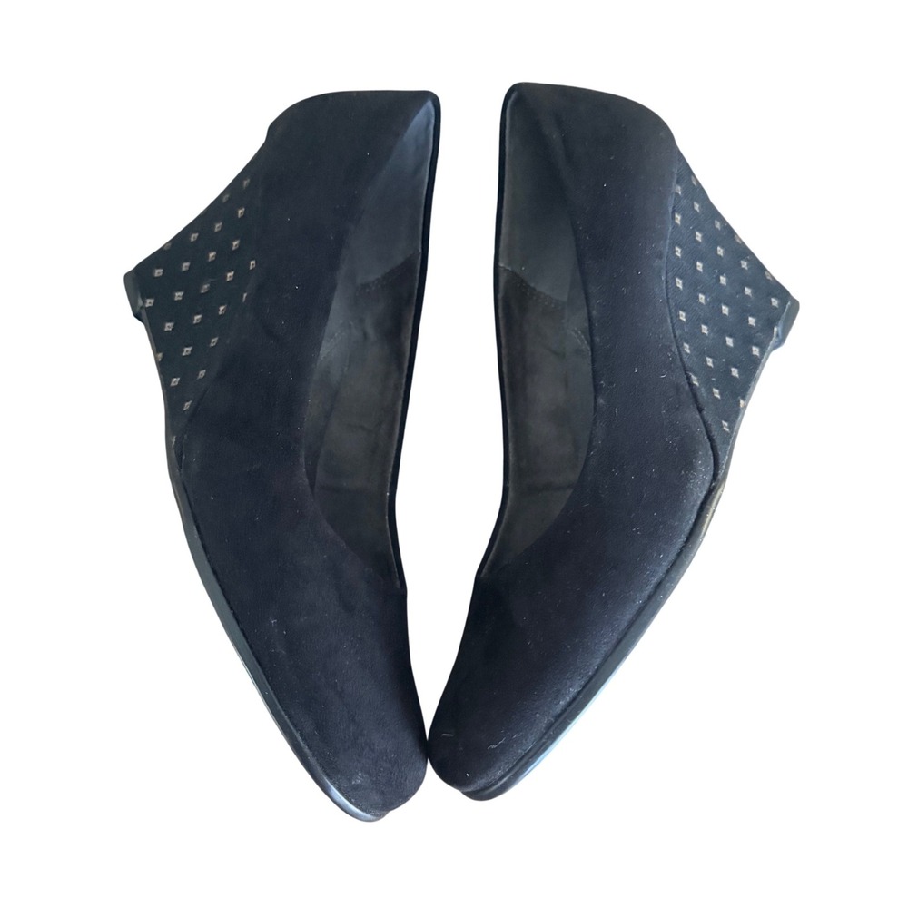 Suede Aerosoles Plum Tree Black Dot Wedge‎ Dress Shoes Size 8.5 Studded Detail